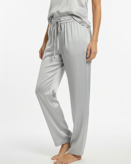 Pantalone lungo a gamba dirrita in lyocell con coulisse in vita