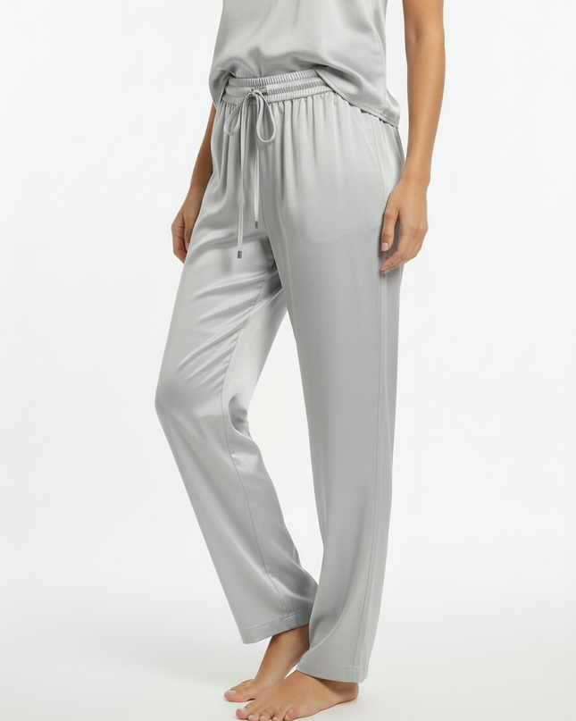 Pantalone lungo a gamba dirrita in lyocell con coulisse in vita