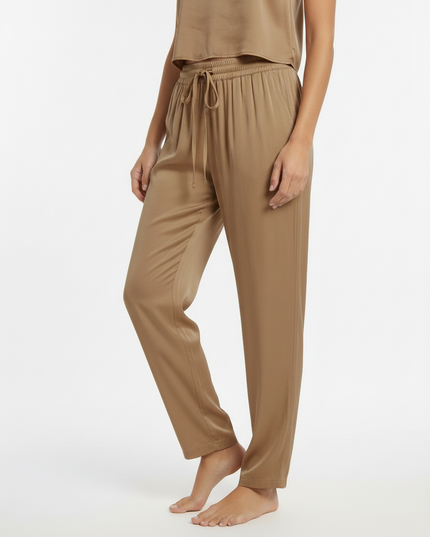 Pantalone lungo a gamba dirrita in lyocell con coulisse in vita
