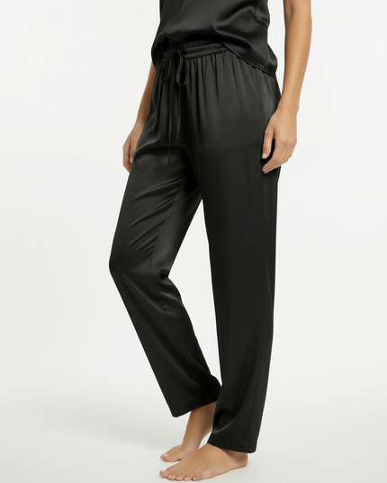 Pantalone lungo a gamba dirrita in lyocell con coulisse in vita