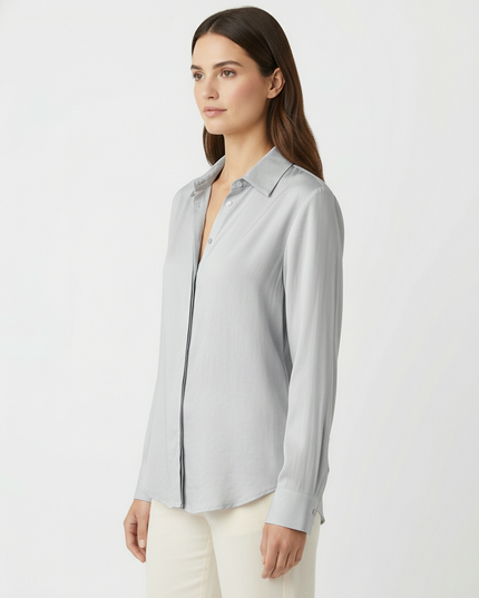 Camicia a manica lunga fluida in lyocell con colletto classico