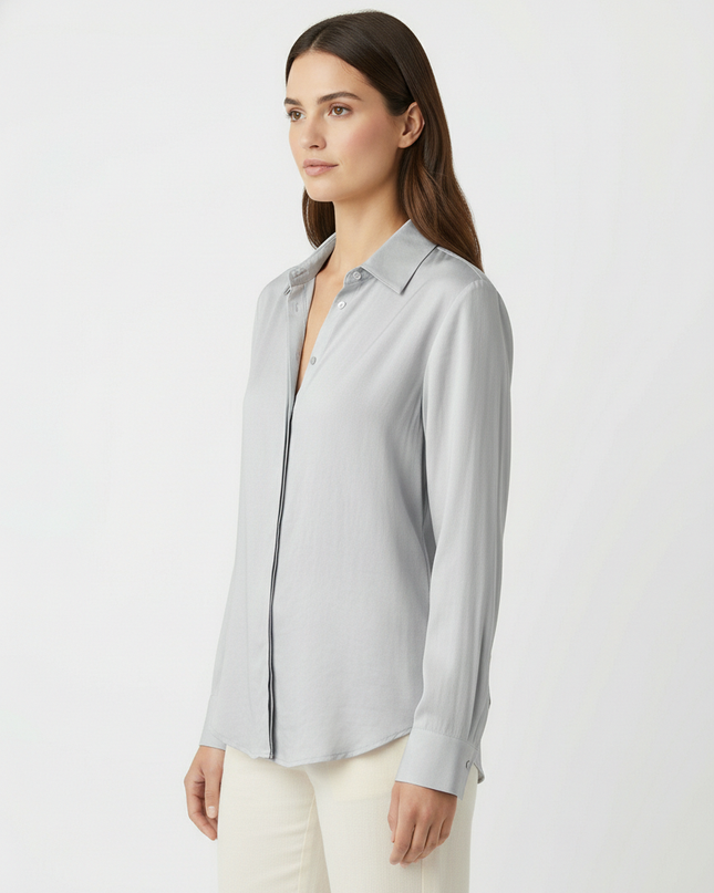 Camicia a manica lunga fluida in lyocell con colletto classico
