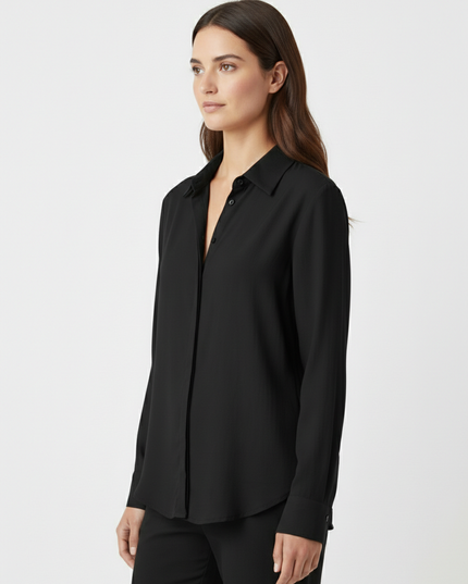 Camicia a manica lunga fluida in lyocell con colletto classico
