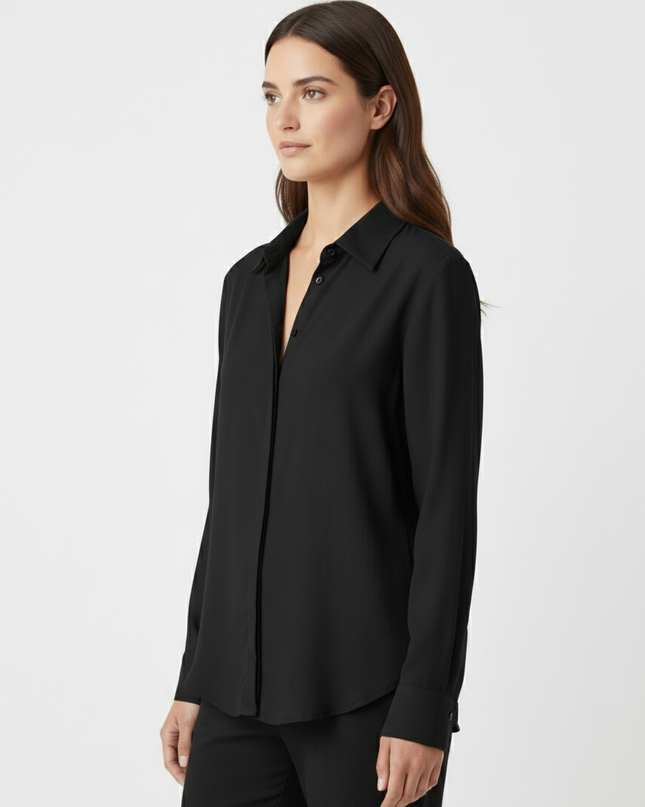 Camicia a manica lunga fluida in lyocell con colletto classico