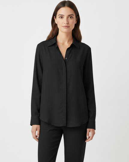 Camicia a manica lunga fluida in lyocell con colletto classico