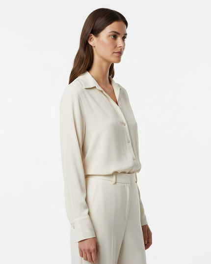 Camicia a manica lunga fluida in viscosa con colletto classico