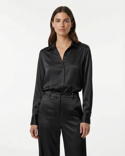 Camicia a manica lunga fluida in viscosa con colletto classico